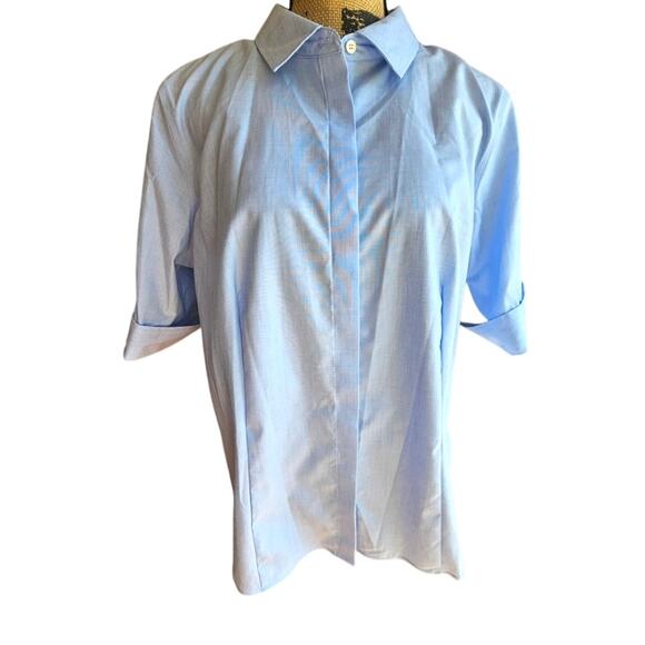 Talbots Short Sleeve 100% Cotton Blue Button Down Shirt, Womens Sz 16, NEW, NWT - Picture 4 of 11